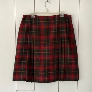 Brooks Brothers Wool Tartan Pleated Skirt Red Size 16